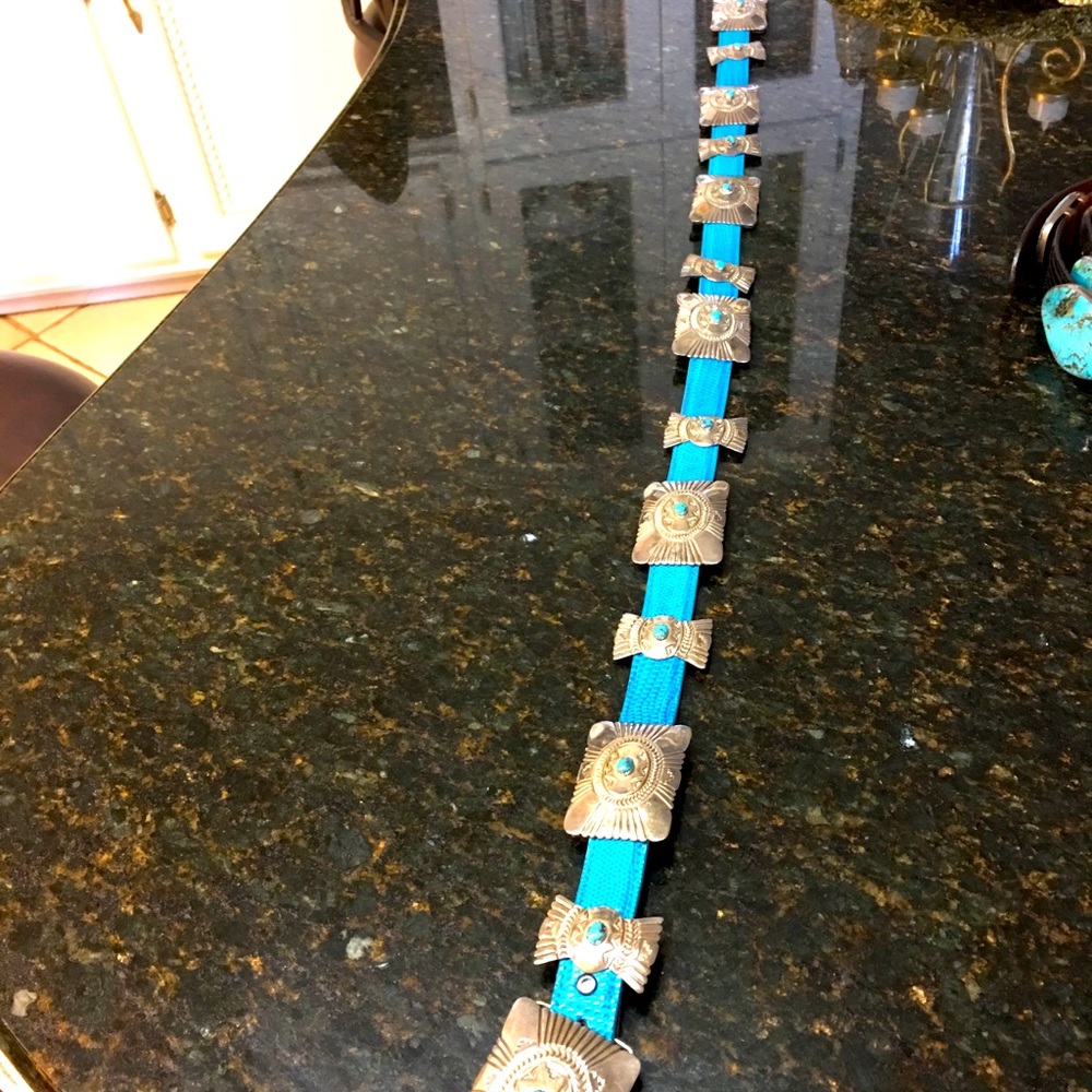 Native American sterling and turquoise concho belt